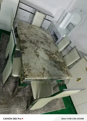 Six Seater Marble Dining Table Set