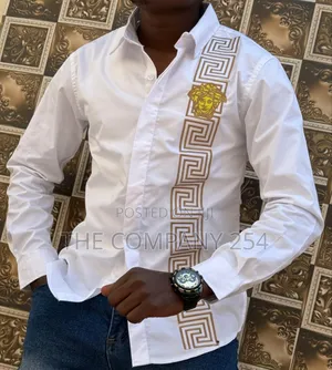 Versace Designer Mens Quality Fabric Semi Casual Shirts Longsleed
