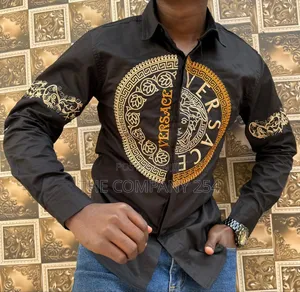 Versace Designer Mens Quality Fabric Semi Casual Shirts Longsleed