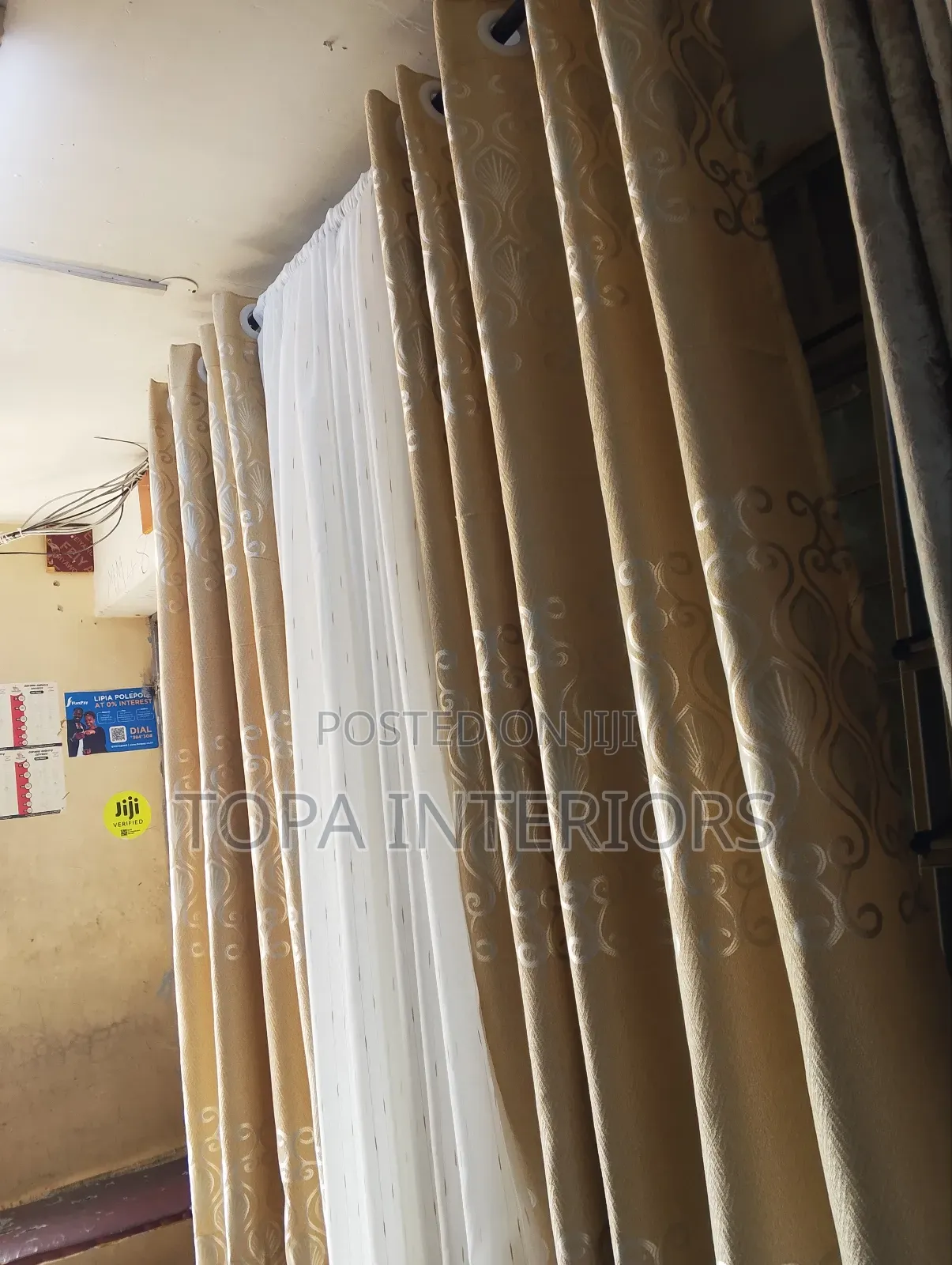 Gold Coloured Window Decor Curtains for House Decoration