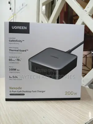 The Ugreen Nexode 200w 6-Port Gan Desktop Fast Charger.