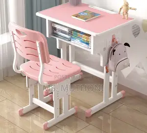 Height-Adjustable Girls Study Desk and Chair Set
