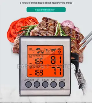 Cooking Thermometer Kitchen Grill Temperature Alarm BBQ 2 Probe Dual