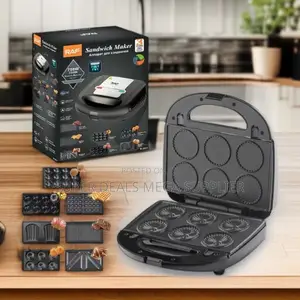 Raf 6 in 1 Electric 750w Sandwich Maker Panini Grill Waffle Iron Set