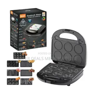 Raf 6 in 1 750 Watts Sandwich Maker Panini Grill Waffle Iron Non Stick