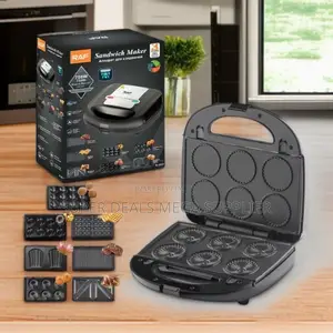 Raf 6 in 1 750 Watts Sandwich Maker Toaster Waffle Donut Panini Grill