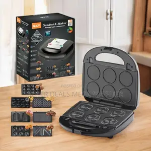 Raf 6 in 1 Sandwich Maker Panini Press Grill Waffle With Locking Clip