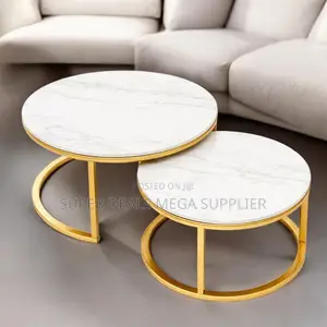 Modern Luxury Marble Nesting Coffee Tables With Gold Legs