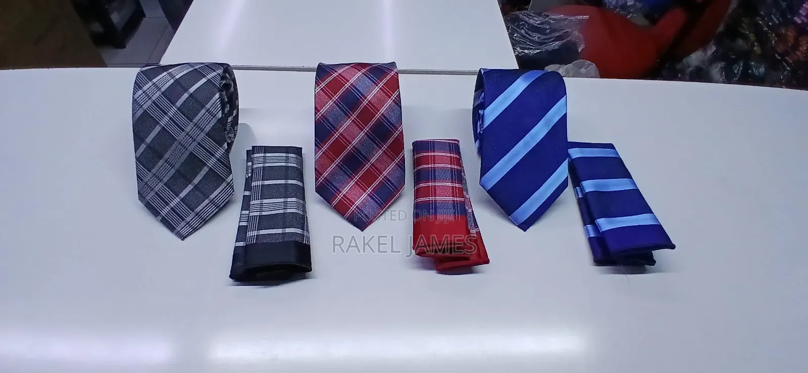 Checked Ties With Pocket Square