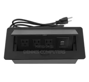 Black Flip-Up Socket With 2 Universal Sockets, 1port (Cat6)