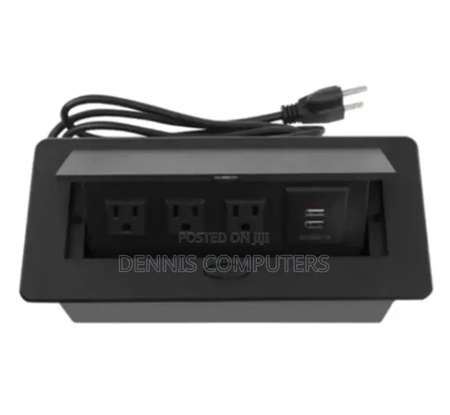 Black Flip-Up Socket With 2 Universal Sockets, 1port (Cat6)