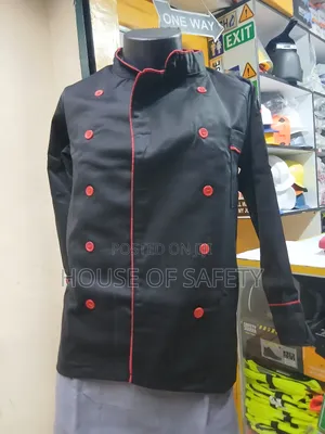 Red and Black Mandarin Collars Chef Coats