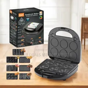 Raf 6 in 1 Electric Sandwich Maker, Panini Grill and Waffle Iron Combo
