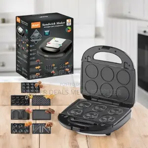 Raf 6 in 1 Sandwich Maker, Panini Grill and Waffle With Cord Winder