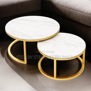 Elegant Living Room Marble Nesting Tables With Gold Finish