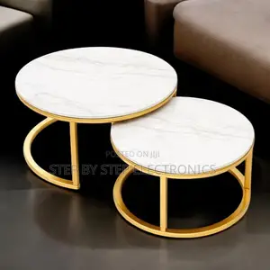 White Marble Top Nesting Tables With Premium Gold Metal Frame