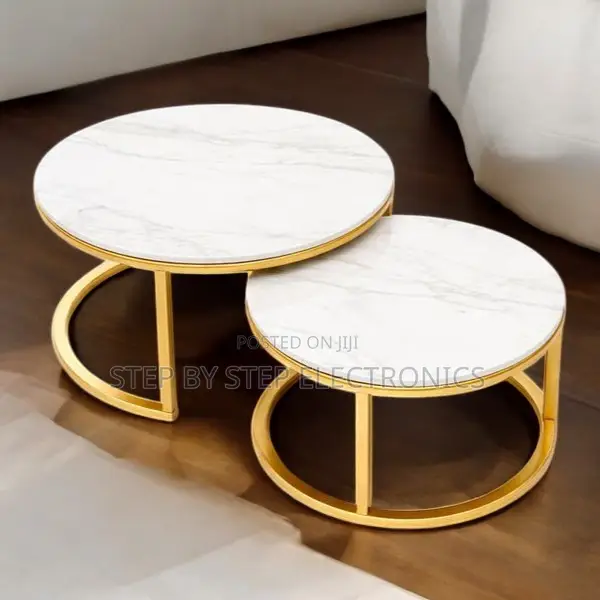 Modern Luxury Marble Nesting Coffee Tables With Gold Legs
