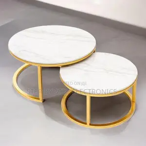 Modern Gold Frame Marble Nesting Tables for Living Room