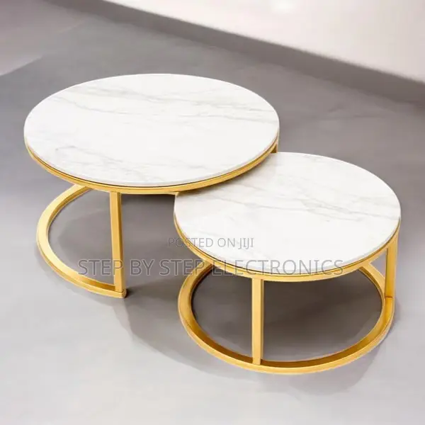 Modern Gold Frame Marble Nesting Tables for Living Room