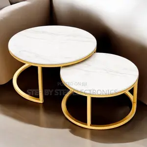 Stylish Modern Marble Nesting Coffee Tables With Gold Legs