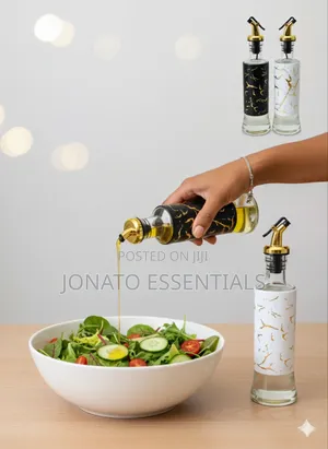Marble Oil Dispenser Bottle - Glass Oil Vinegar Jar