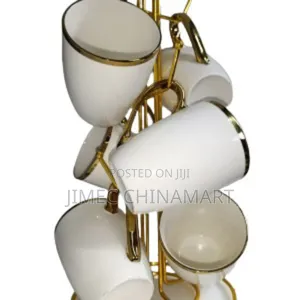 Gold Rim 6-Piece White Cups