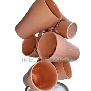 Orange Long Ceramic Mugs 6-Piece