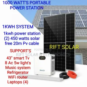 1000 Watts Office, Home Back Up Power Station - (2)450w Solar Panels