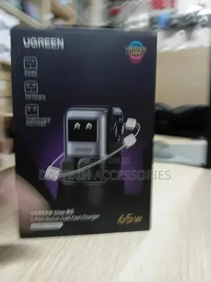 This Is a Ugreen Uno Rg 65w 3-Port Robot Gan Fast Charger.