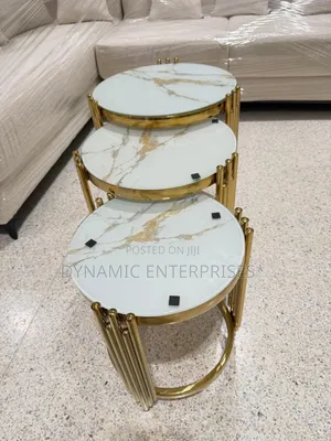 Luxury 3-in-1 Gold Marble Nesting Coffee Tables