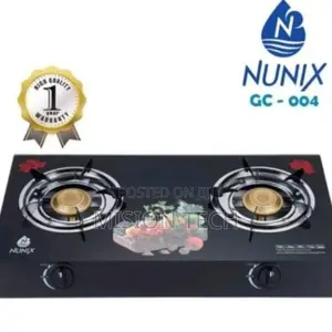 Nunix Gc-004 Glass Table Top Double Burner Gas Cooker. 