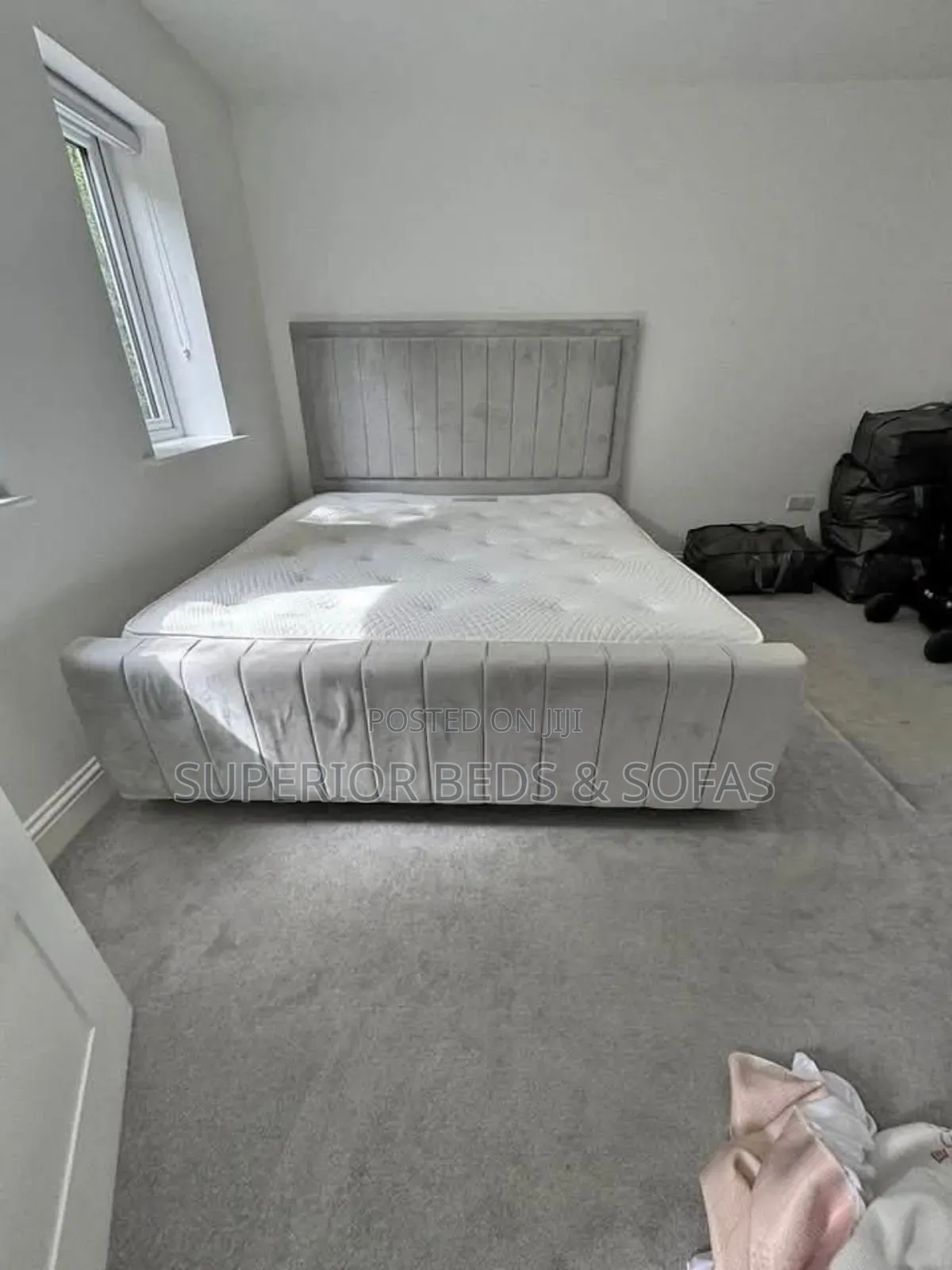 Soft Grey Panel Bed