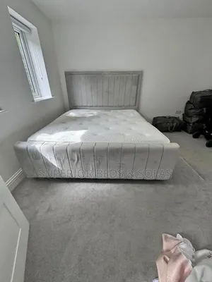 Soft Grey Panel Bed