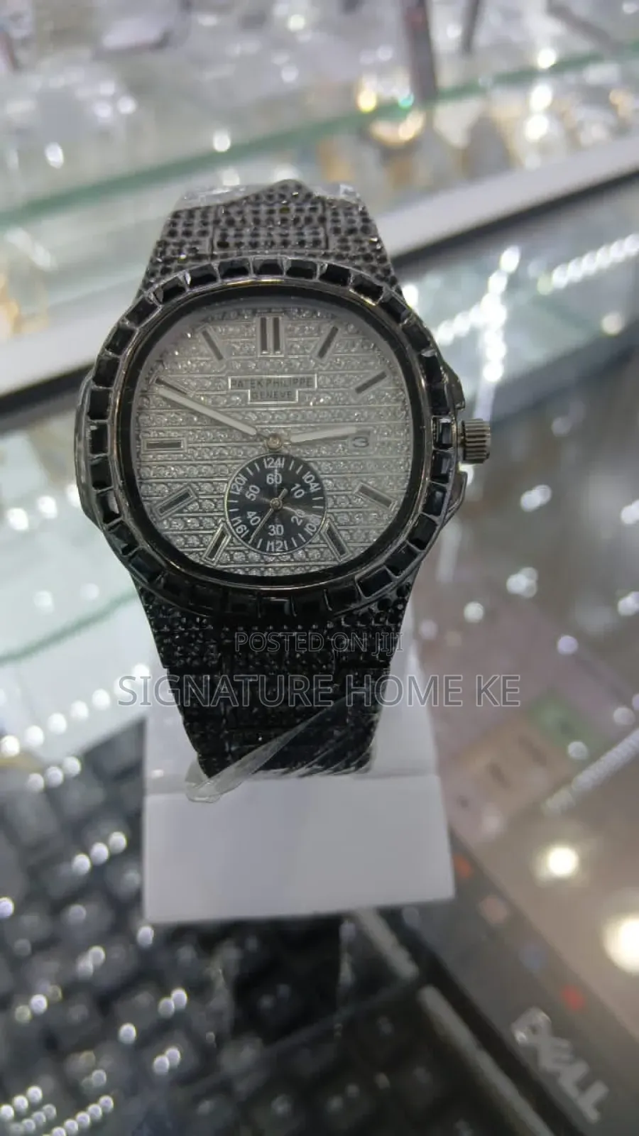Patek Iced Watch- Black and White