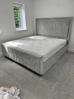 Grey 5 by 6 Upholstered Bed
