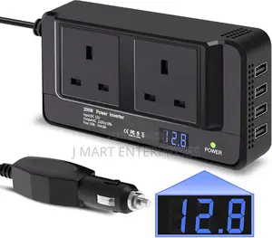 Car Power Inverter, Dc 12v to Ac 230v, 2 Sockets, 4 Usb Ports