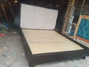 Wood Bed With Padded Headboard 5 *6