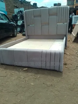 Grey 5 by 6 Upholstered Bed