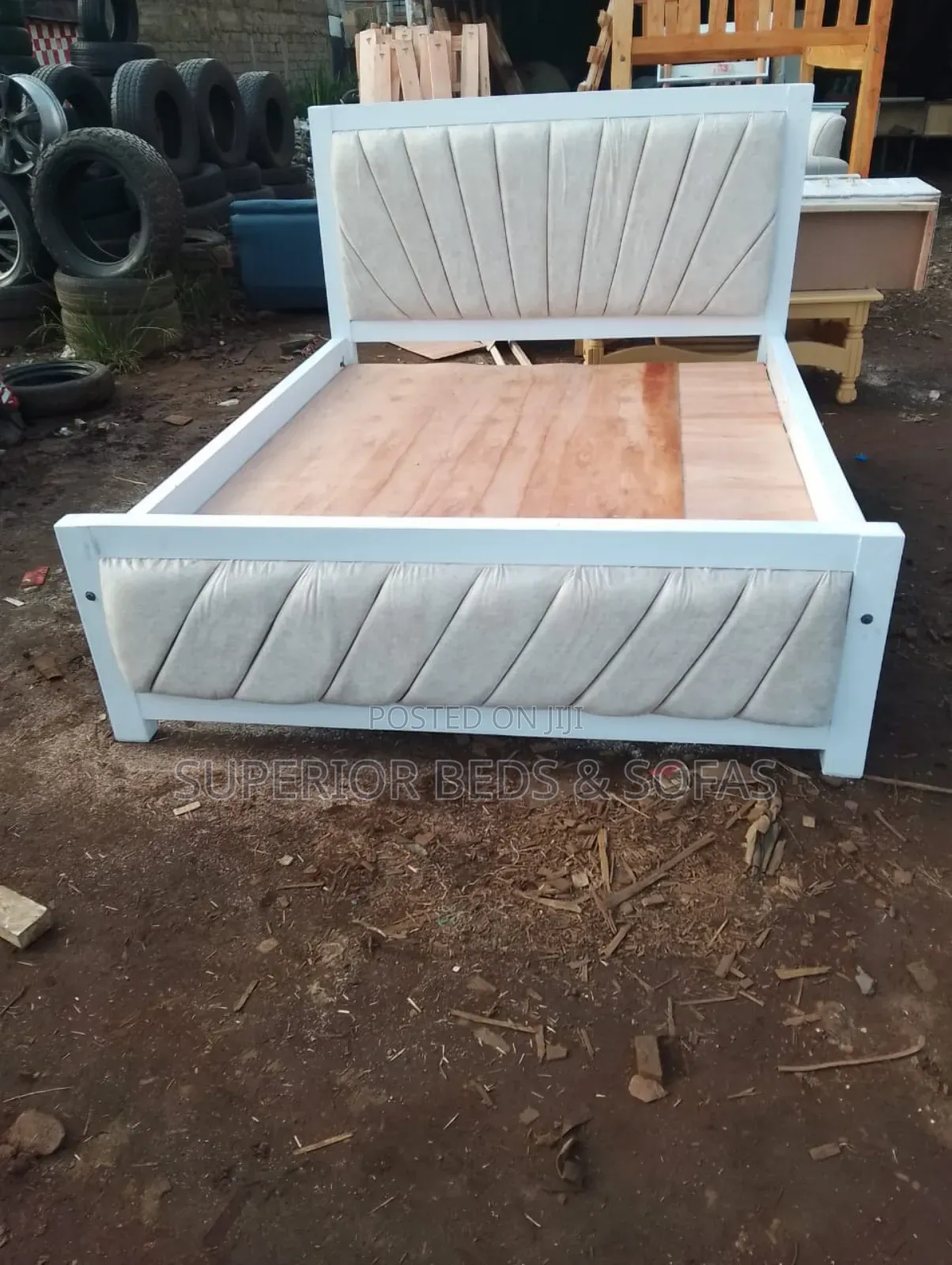 Cream Panel Bed