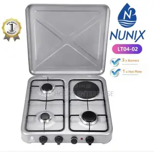 Table Top, 3 Gas One Electric Nunix 3+1 Table Top Cooker, Silver