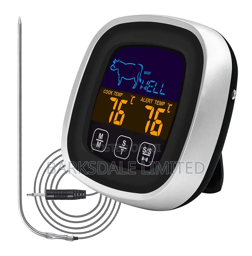 Digital Touchscreen Thermometer Kitchen Grilling Backlight Alarm BBQ
