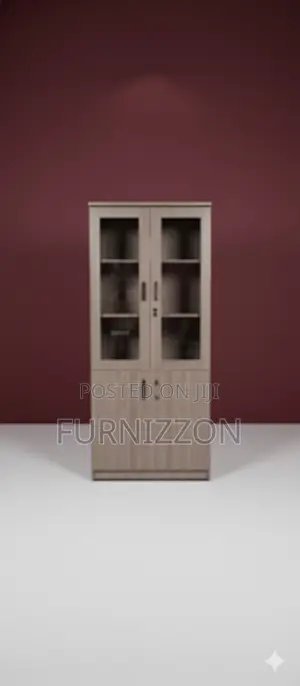 Wooden File Cabinet With Glass Door
