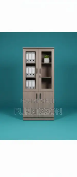 Modern Wooden File Cabinet With Transparent Glass Door