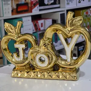 Golden "Joy" Apple-Themed Tabletop Décor Luxury Cheerful