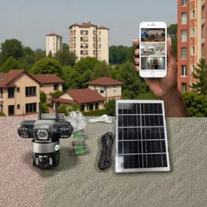 Easy to Install V380 Pro 4g PTZ Rotating Triple Lens Solar CCTV Camera