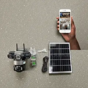 Motion Detection V380 Pro 12mp 4g PTZ Triple Lens Solar CCTV Camera