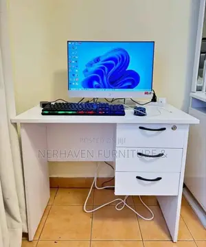 Office Study Desk With Storage Drawers Cable Management