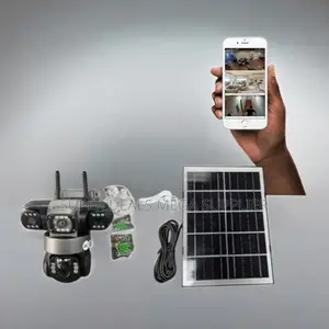 Energy Saving V380 Pro 12mp 4g PTZ Rotating Triple Lens Solar Camera