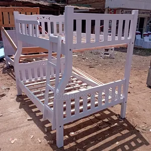 White Wooden Bunk Bed 3.5 by 6 Top 4 by 6 Bottom.
