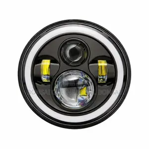 7 Inch 60w Led Headlight for Harley Wrangler With Angel Eyes